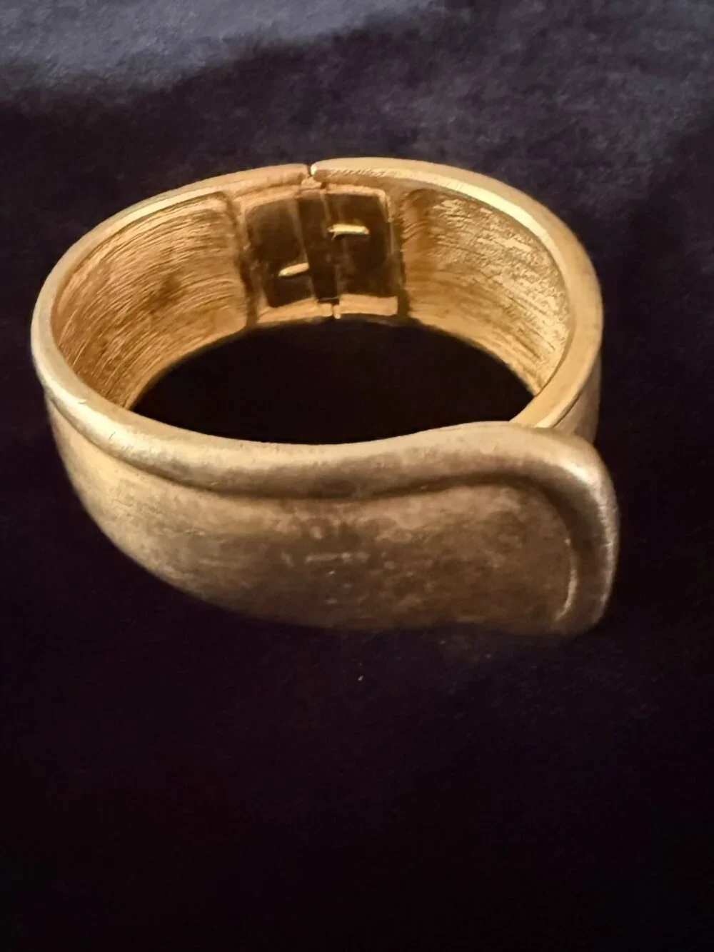 Les Bernard Vogue Matte Gold Hinged Bangle Bracelet VO